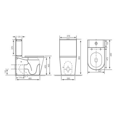 Унитаз-компакт Comforty CF41273S, безободковый, выпуск универсальный, 2-режимная арматура