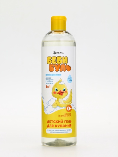 Детский гель для купания без слёз, 500 мл, с экстрактами ромашки, череды и протеинами пшеницы, 0+, Беби Буль