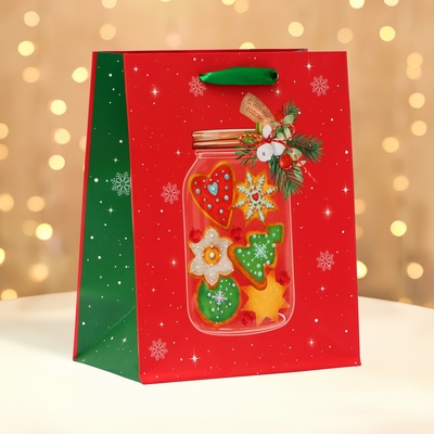 Пакет подарочный новогодний «Банка угощений», 18×22.3×10 см