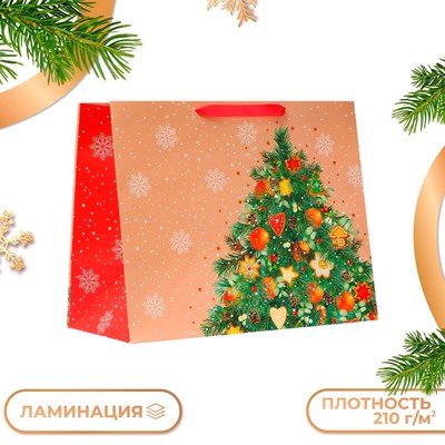 Пакет подарочный новогодний ламинированный «Большая Ёлка», 50×40×25 см