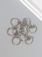 Основа для брелока, с цепочкой, плоская, d=25 мм, 10 шт., цвет серебряный 10495435