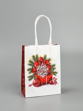 Пакет бумажный подарочный новогодний крафт «Время чудес» 16?12?6 см (комплект 3 шт)