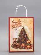 Пакет крафт "Счастливого Нового Года" 18 х 8 х 25 см - фото 809234179