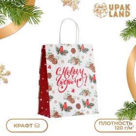 Пакет крафт "Новый год" 27 х 21 х 11 см 10576055