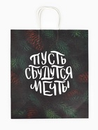 Пакет бумажный подарочный новогодний крафт «Сбудутся мечты» 32?17.5?37 см (комплект 2 шт) - фото 59823638