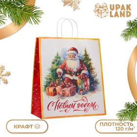 Пакет крафт "С Новым Годом" 32 х 17,5 х 37 см 10576072