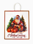 Пакет бумажный подарочный новогодний крафт «С Новым годом» 32×17.5×37 см 10576072
