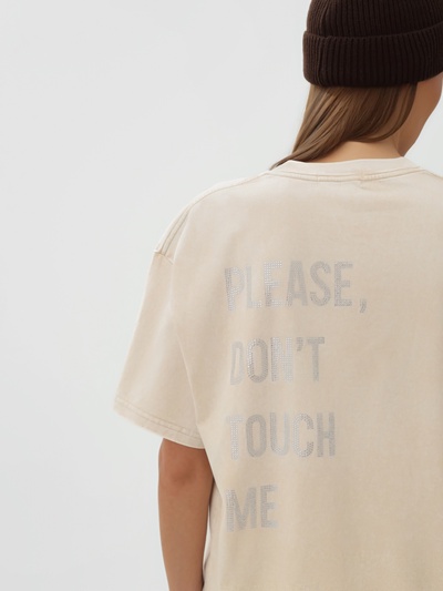 Футболка женская из вареного хлопка Mist Don't touch me, размер 44 (M), цвет молочный