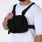 Сумка нагрудная на молнии, 2 наружных кармана, 21×3.5×16 см, чёрная - Фото 3