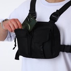 Сумка нагрудная на молнии, 2 наружных кармана, 21×3.5×16 см, чёрная - Фото 13