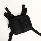 Сумка нагрудная на молнии, 2 наружных кармана, 21×3.5×16 см, чёрная - Фото 11