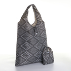 Сумка хозяйственная на кнопке, складная, чёрная, белая - Фото 1