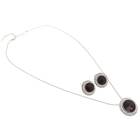 Гарнитур 2 предмета: серьги, кулон "Круг в драгоценной кайме", цвет темно-фиолетовый в серебре - Фото 2