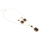 Гарнитур 2 предмета: кулон, серьги «Прямоугольник с кругом» вечерний шик, цвет фиолетовый - Фото 2