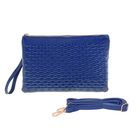 Клатч "Шнурок", 1 отдел с перегородкой, наружный карман, ручка, длинный ремень, цвет синий - Фото 1