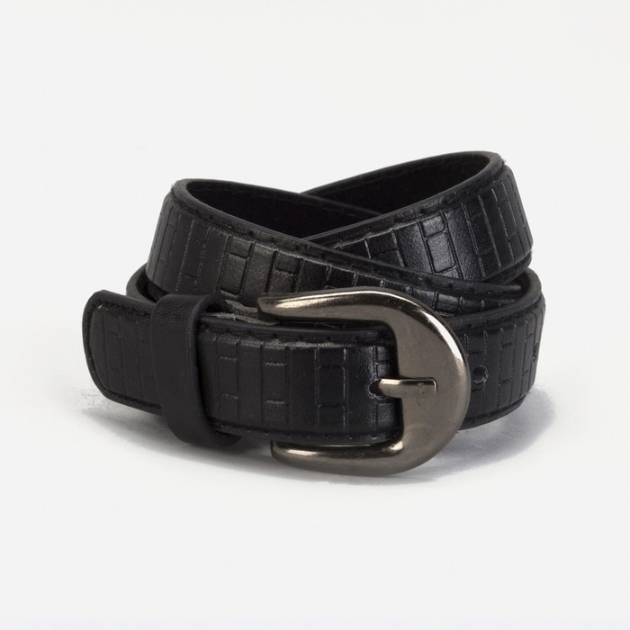 Ремень детский, ширина 2.2 см, винт, 2 строчки, пряжка металл, чёрный - Фото 1