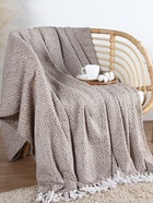 Плед с кисточками «Этель» Diamond, 220×240 см, 400 г/м², бежевый - Фото 4