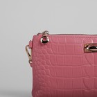 Клатч "Аллигатор", 1 отдел с перегородкой, наружный карман, ручка, длин ремень, цвет розовый - Фото 4