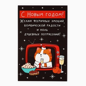 Открытка «С Новым годом!», новогодний кот, 10 х 15 см