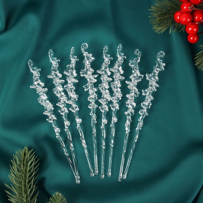 Ёлочные игрушки 8 шт. «Зимнее волшебство. Созвездие» пластик, сосулька, 15×1.5 см, прозрачный (10497739) - Купить по цене от 105.00 руб. | Интернет магазин SIMA-LAND.RU