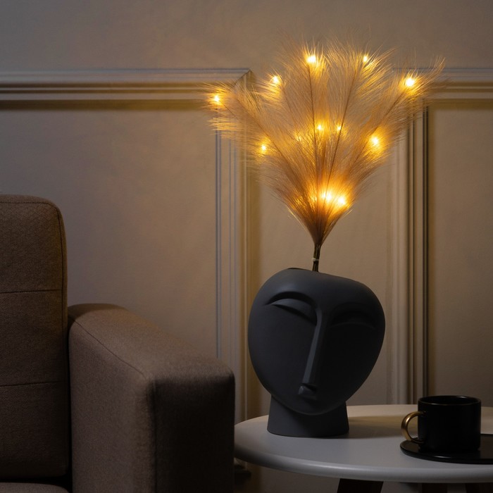 Ветка светодиодная бежевая, 56 см, 15 LED, батарейки ААх2 (не в комплекте), свечение теплое белое - Фото 1
