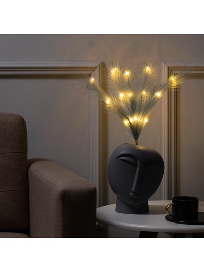 Ветка светодиодная серая, 56 см, 15 LED, от батареек ААх2, свечение тёплое белое