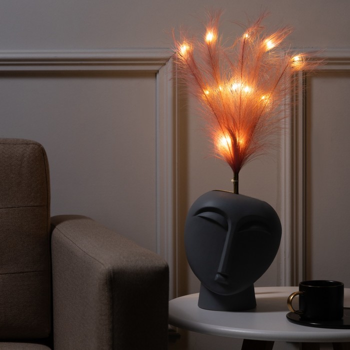 Ветка светодиодная пыльная роза, 56 см, 15 LED, батарейки ААх2 (не в комплекте), свечение теплое белое - Фото 1