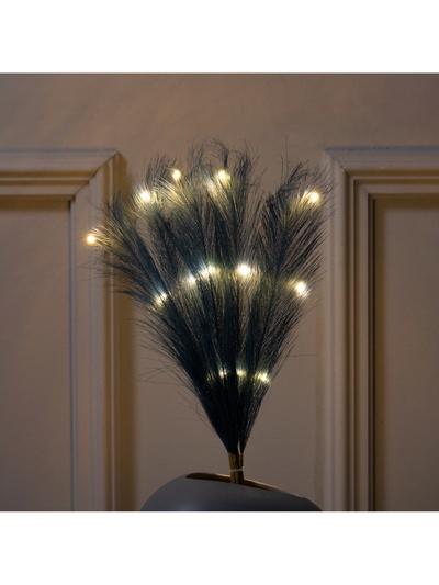 Ветка светодиодная лазурная, 56 см, 15 LED, от батареек AAх2, свечение тёплое белое