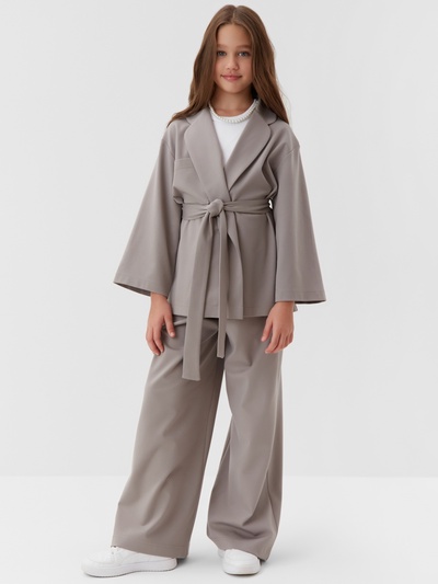 Комплект для девочки (жакет и брюки) MINAKU: PartyDress, серый, рост 140 см