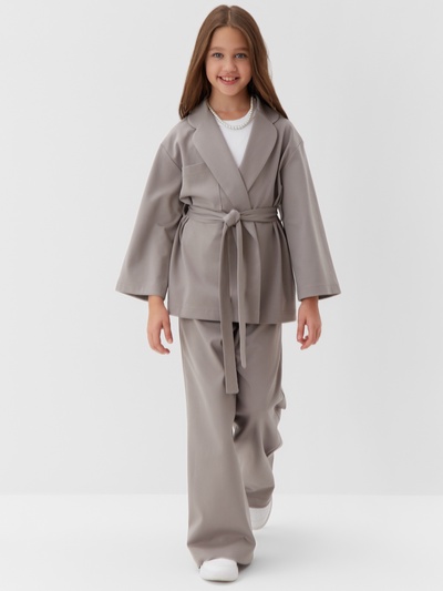 Комплект для девочки (жакет и брюки) MINAKU: PartyDress, серый, рост 140 см