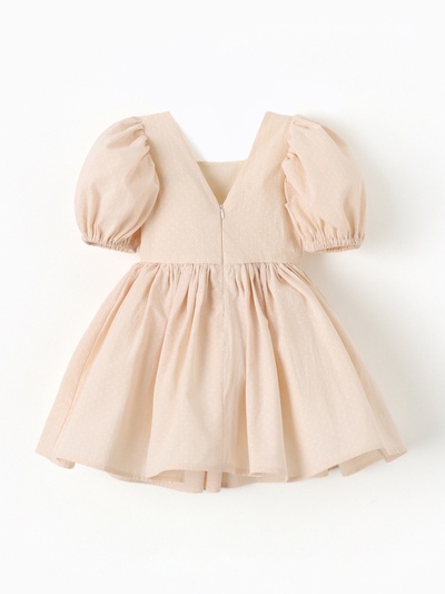 Платье нарядное для девочки с подъюбником MINAKU: PartyDress, цвет молочный, рост 116 см
