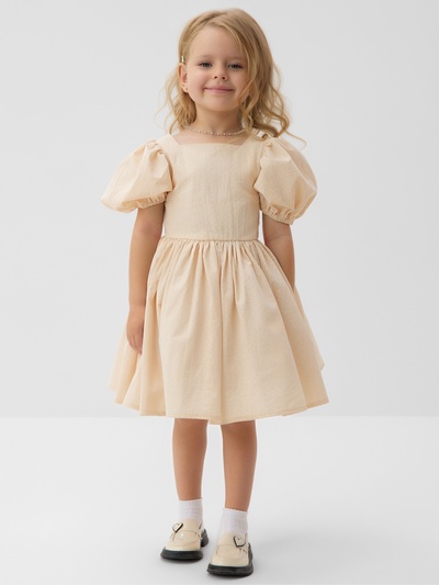 Платье нарядное для девочки с подъюбником MINAKU: PartyDress, цвет молочный, рост 116 см