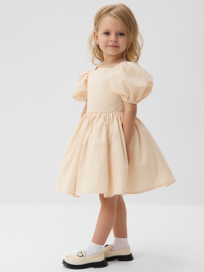 Платье нарядное для девочки с подъюбником MINAKU: PartyDress, цвет молочный, рост 116 см