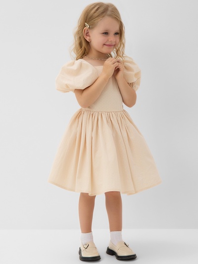 Платье нарядное для девочки с подъюбником MINAKU: PartyDress, цвет молочный, рост 116 см