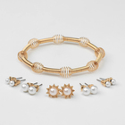 Набор 6 предметов: серьги 5 пар, 1 браслет «Жемчужное солнце», белый в золоте - Фото 2