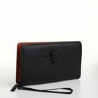 Портмоне-клатч мужской на молнии, с ручкой, наружный карман, чёрное - Фото 6