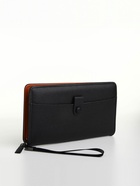 Портмоне-клатч мужской на молнии, с ручкой, наружный карман, чёрное - Фото 6