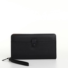 Портмоне-клатч мужской на молнии, с ручкой, наружный карман, чёрное - Фото 4
