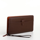 Портмоне-клатч мужской на молнии, с ручкой, наружный карман, коричневое - Фото 6