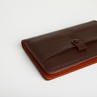 Портмоне-клатч мужской на молнии, с ручкой, наружный карман, коричневое - Фото 3