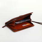 Портмоне-клатч мужской на молнии, с ручкой, наружный карман, коричневое - Фото 2