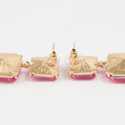 Серьги со стразами «Иллюзион» полутона квадраты, розовые в золоте - Фото 3