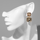 Серьги со стразами «Иллюзион» полутона квадраты, цвет золотой - Фото 2