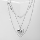 Кулон «Цепь» медальон, сердце, цвет серебро, 45см - Фото 4