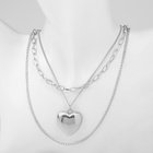 Кулон «Цепь» медальон, сердце, цвет серебро, 45см - Фото 3