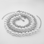 Бусы «Олимпия» с жемчугом, две нити, цвет серебро, 45 см - Фото 2