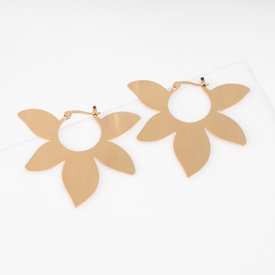 Серьги металл «Блеск», пятилистник мах, цвет золото