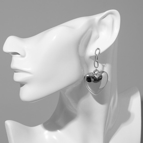 Серьги металл «Сердце» пленительность, цвет серебро