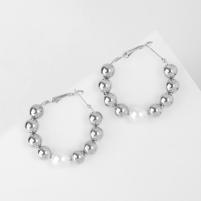 

Серьги-кольца «Окружение» грозди, цвет серебро, d=5,7