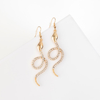 Серьги висячие со стразами «Змея» извивающаяся, цвет золото - Фото 1